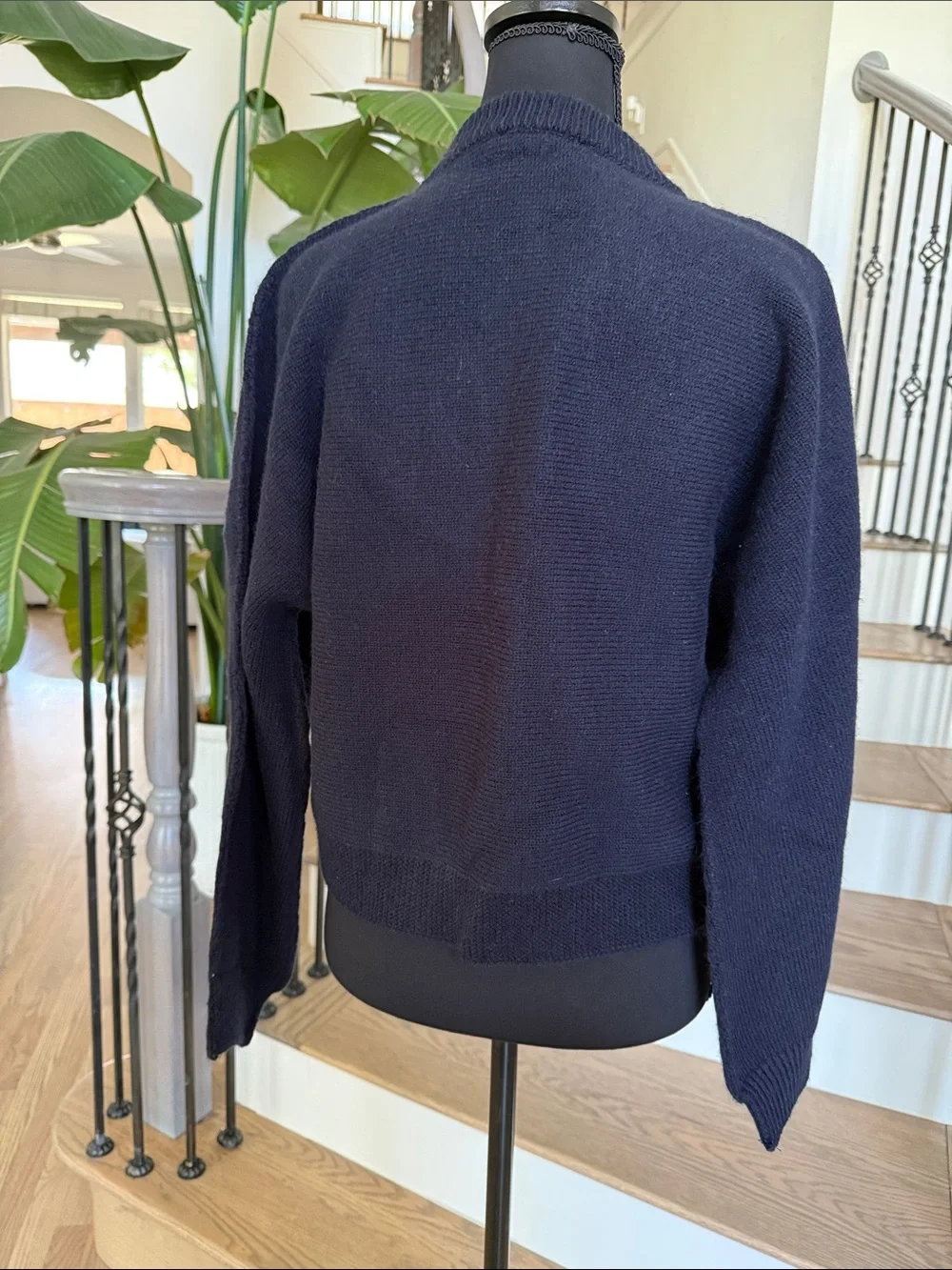 MNG Women's Navy Button-Up Knit Jacket (M)